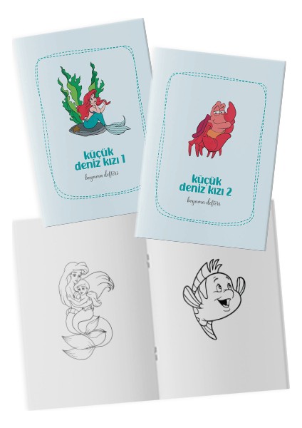 Küçük Deniz Kızı Boyama Kitabı 2'li Set