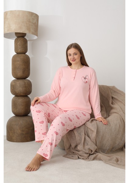 Şardonlu Interlok Kumaş Büyük Beden Kışlık Kadın Pijama Takımı 1160 fırsatları