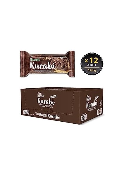 Eti Burçak Kurabi Yulaflı, Yer Fıstıklı, Kakaolu, Tam Buğday Unlu Kurabiye, 198 G x 12 Adet