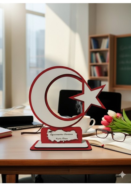 Öğretmenler Gününe Özel Türk Bayragı Figürlü Masaüstü Plaket fiyatları
