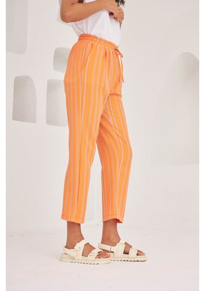 Kadın Çizgili Mevsimlik Kumaş Pantolon modelleri