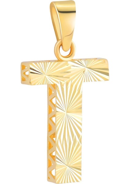 14 Ayar Altın T Harfi Kalemli Kolye Ucu