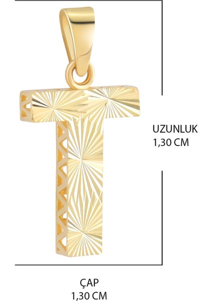 14 Ayar Altın T Harfi Kalemli Kolye Ucu fiyatları