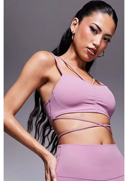Zenvy Strappy Wrap Light-Support Padded Sports Bra Kadın Sarma Askılı Spor Bra Lila fırsatları