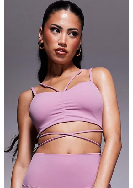 Zenvy Strappy Wrap Light-Support Padded Sports Bra Kadın Sarma Askılı Spor Bra Lila indirimleri