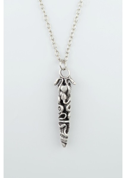 Çift Yılanlı Çubuk Gümüş Kaplama Düz Zincir Kolye