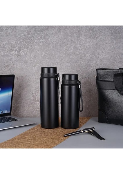 800 1000ML Paslanmaz Çelik Termal Su Şişesi Soğuk ve Sıcak Su Kupası Termos Termos Kahve Vakum Flaskscapacity: 800ML/RENK: Siyah (Yurt Dışından)