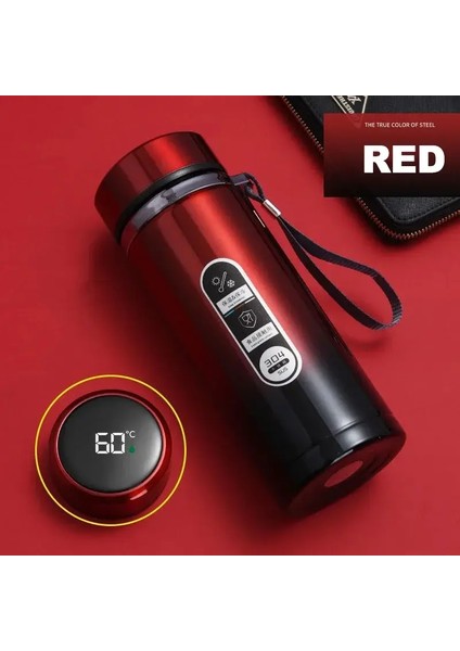 LED Sıcaklık 500ML-1 Litre Paslanmaz Çelik Termos Şişe SUS304 Çay Su Şişesi Vakum Şişesi Taşınabilir Kur Kapasite: 500ML/RENK: Kırmızı (Yurt Dışından)