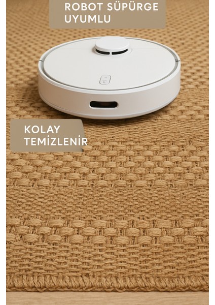 Bej Jüt Sisal Kaymaz Taban Hasır Dokuma Yıkanabilir Yolluk Salon Koridor Mutfak Halısı modelleri