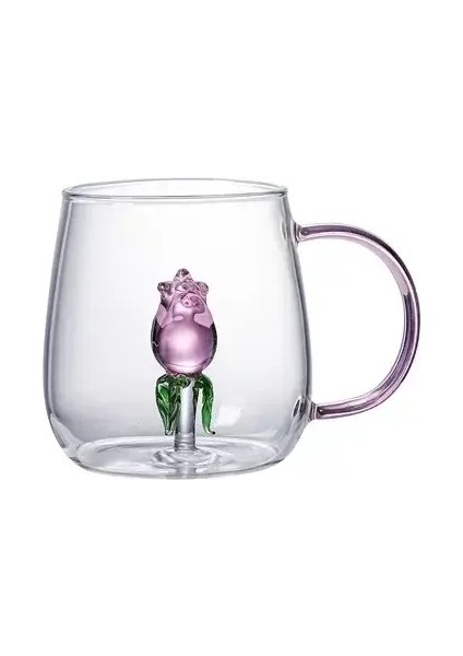 Karikatür Hayvan Yolu Cam Ev Sevimli Yüksek Borosilikat Cam Tek Katman Kupası Oturma Odası Konuklar Suyu Suyu Soğuk Içecek Kupası Renk: Stil-F/kapasite: 301-400ML (Yurt Dışından)