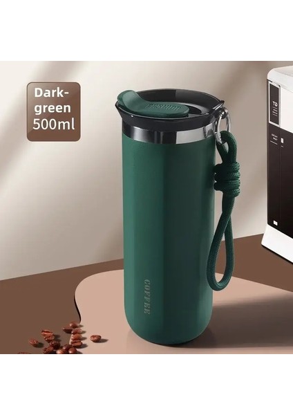350/500ML Paslanmaz Çelik Yalıtılmış Kupa Kapak Taşınabilir Kahve Dakları Kupa Vakum Flask Ofisi Travle Kamp Içecek Yazılımı si: 350ML-500ML/RENK: Koyu YEŞIL-500ML (Yurt Dışından)