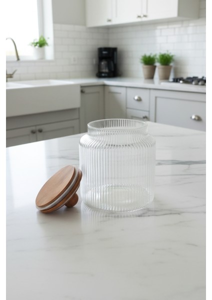 Valden Cam Akasya Vakum Kapaklı Saklama Kabı – Çay Kahve Bakliyat Kavanozu 900 ml modelleri