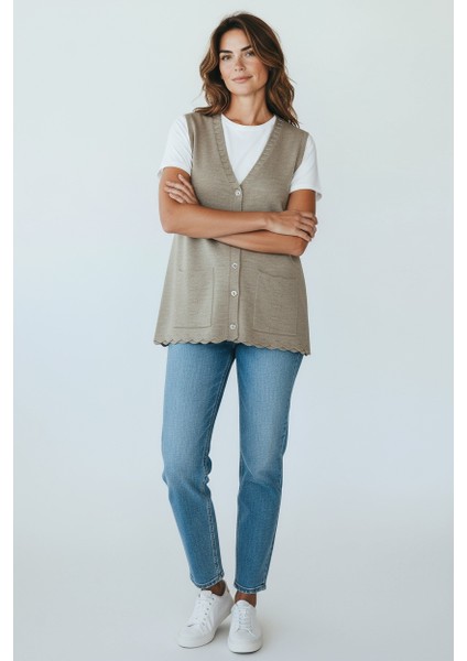 Kadın Önü Düğmeli Cepli Kalın Kışlık Kısa Yelek Mersa5 modelleri