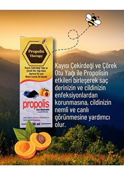 Kayısı Çekirdeği Yağı ve Çörek Otu Yağı Bazlı Propolis Ekstraktı 20 ml Katkısız ve Doğal indirimleri