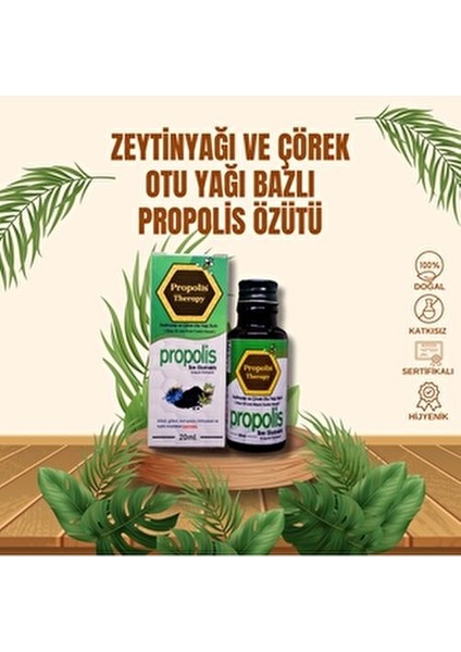 Zeytinyağı ve Çörek Otu Yağı Bazlı Propolis Ekstraktı 20ml Helal ve Katkısız modelleri