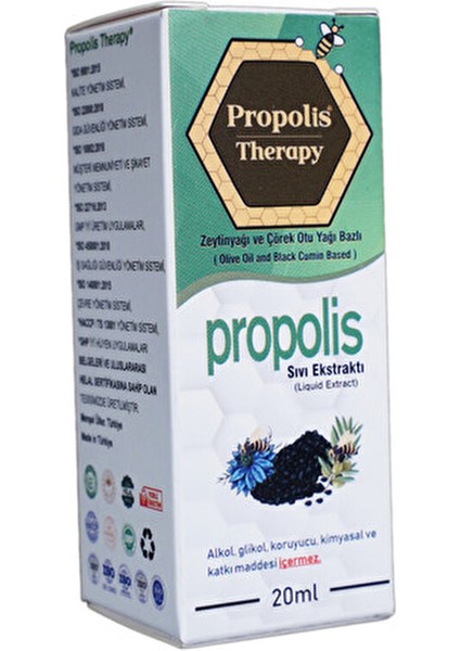 Zeytinyağı ve Çörek Otu Yağı Bazlı Propolis Ekstraktı 20ml Helal ve Katkısız fırsatları