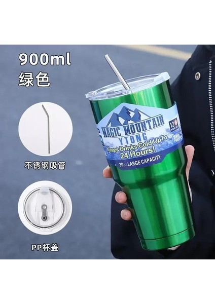 Sihirli Paslanmaz Çelik Dondurucu Termos Kupası Saman Buz Kahve Içecek Vakum Yalıtımlı Şişe Araç Seyahat Açık Dağ Cupcapacity: 900ML/RENK: A6 (Yurt Dışından)