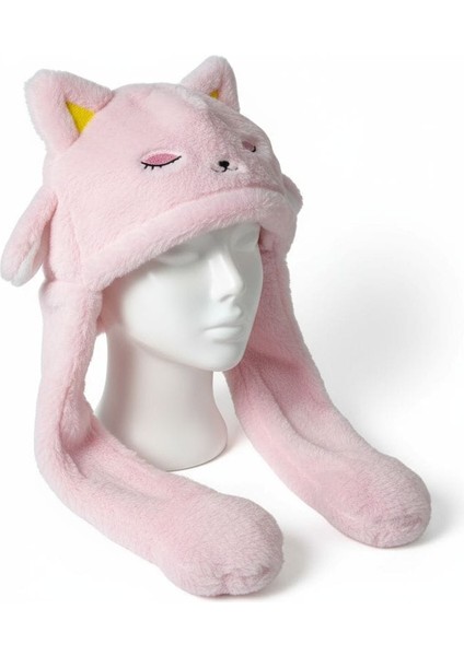 9-15 Yaş Peluş Oynar Kulaklı Hareketliı Kışlık Bere Şapka