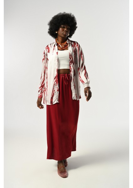 Kadın Şerit Desenli Oversize Kesim Gömlek fırsatları