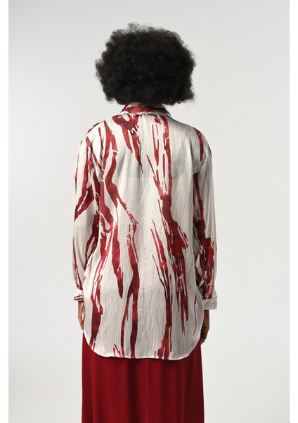 Kadın Şerit Desenli Oversize Kesim Gömlek indirimleri