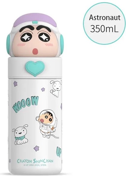 350ML Sanrio Paslanmaz Çelik Karikatür Termos Shin-Chan Dollcup Cosplay Çocuk Vakum Şişesi Su Şişesi Hediye Kupası Çocuklar Için Kapasite: 350ML/RENK: Astronot (Yurt Dışından)