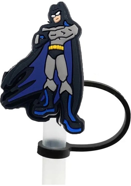 Sıcak Oyuncaklar Batman Straw Cover Cap Cartoon 10MM Içecek Saman Tapası Yeniden Kullanılabilir Sıçrama Kanıtı Içme Kupası Saman Kapağı Kolye Aksesuarları Renk: 1PCS-10MM (Yurt Dışından)