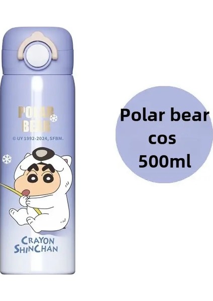 500ML Boya Shin-Chan Çocukların Sihirli Termos Kupası Taşınabilir Tapı Paslanmaz Çelik Su Kupası Açık Hava Spor Seyahat Su Isıtıcı Kapasite: 500ML/RENK: Lan (Yurt Dışından)