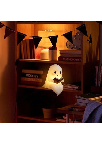 Hayalet şeklinde okuma gece lambası, yaratıcı ev masaüstü dekorasyonu, reçine el sanatları, küçük süs. (Yurt Dışından)