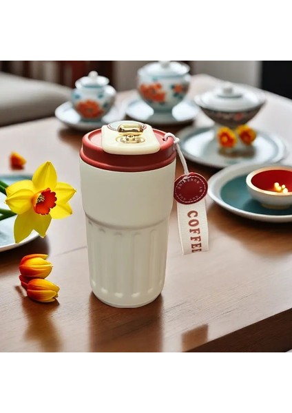 Akıllı Termos Şişe LED Sıcaklık Ekran Kahve Kupası 316 Paslanmaz Çelik Tumbler Kupa Taşınabilir Vakum Şenlikleri Termoz Kapasitesi: 460ML/RENK: Kırmızı Kapak (Yurt Dışından)