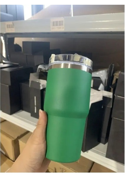 304 Paslanmaz Çelik Yalıtımlı Dak, Uygun 591ML Büyük Kapasiteli Saman Kahve Seyahat Fincanı, Araba Fincanı Kapasitesi: 590ML/RENK: 02 (Yurt Dışından)