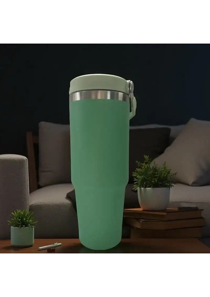 Erkekler ve Kadınlar Için 30 Oz Ağır Hizmet Tipi Yalıtılmış Fincan - 304 Paslanmaz Çelik, Bir El Açık Kapak, Araba Seyahat Cupcapacity: 887ML/RENK: 887MLGREEN (Yurt Dışından)