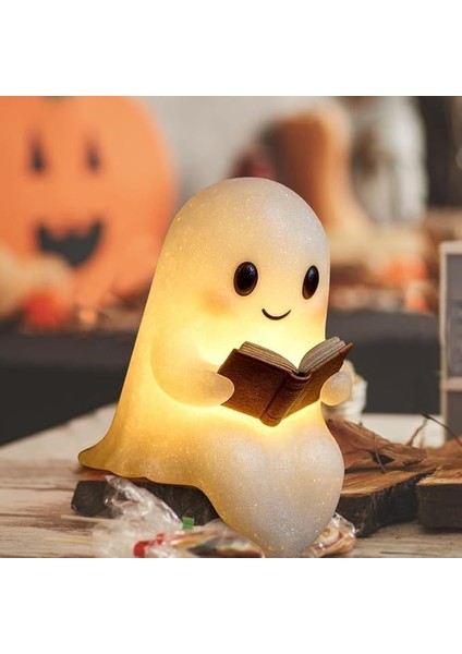 Hayalet şeklinde okuma gece lambası, yaratıcı ev masaüstü dekorasyonu, reçine el sanatları, küçük süs. (Yurt Dışından)