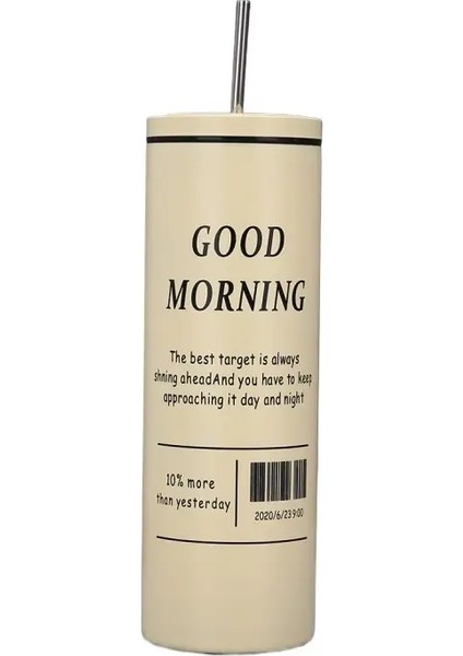 Yaratıcı Moda Kahve Kupası Ofisi Pratik Paslanmaz Çelik Termal Yalıtım ve Soğuk Yalıtım Saman Su Kupa Cupcasity: 600ML/RENK: Sarı (Yurt Dışından)