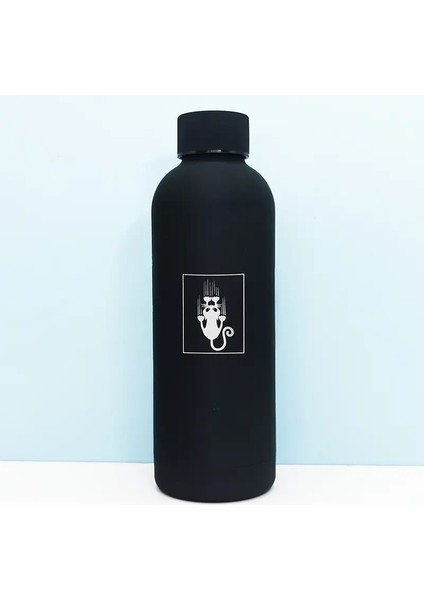 Özel Logo Termos Büyük Vakum Şişesi Paslanmaz Çelik Taşınabilir Termos Şişesi Açık Hava Spor Su Şişesi Seyahat Kupa 500/750ML Kapasite: 500ML/RENK: Kedi (Yurt Dışından)