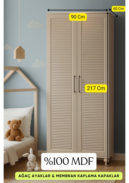 Masal MDF 2 Kapaklı Genç Odası Dolabı | Ağaç Ayaklar | REHAU Kaplama Kapaklar fiyatları