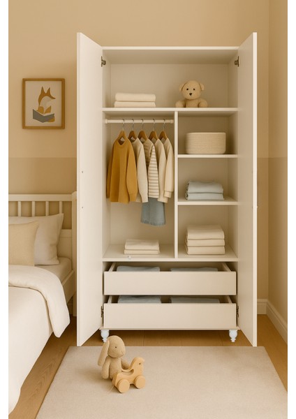 Masal MDF 2 Kapaklı Genç Odası Dolabı | Ağaç Ayaklar | REHAU Kaplama Kapaklar modelleri