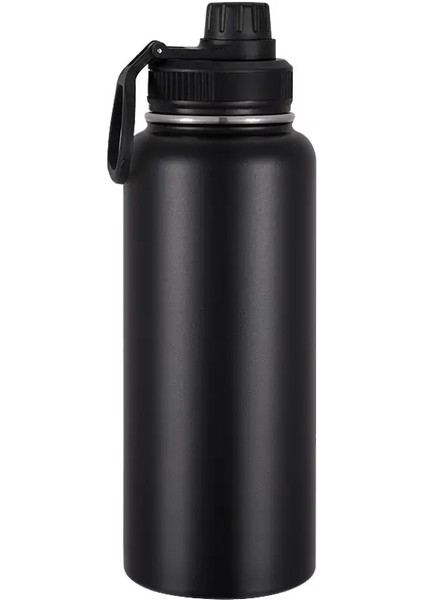 Büyük Spor Çift Duvar Paslanmaz Çelik Su Içme Şişesi Yalıtımlı Kur Termos Vakum Şişesi Kapasite: 901-1000ML 32OZ/RENK: Siyah (Yurt Dışından)