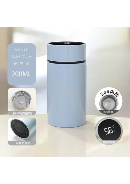 200ML Akıllı Termos Su Şişesi Paslanmaz Çelik Sıcaklık Ekran Termos Kupası Mini Cep Kupası Vakum Şenlikleri Kahve Kupası Hediye Kapasitesi: 200ML/RENK: Sky Mavisi (Yurt Dışından)