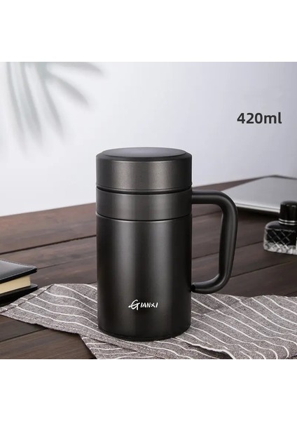 Vakum Şişesi Büyük Kapasiteli Paslanmaz Çelik Isı Koruma Kupası Ev Yüksek Dereceli Basit Yalıtım Cupcapacity: 420-520ML/RENK: Siyah 520ML (Yurt Dışından)