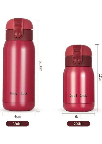 200ML/350ML Sevimli Şeker Mini Termos Fincan Çocuklar Karikatür Sıcak Su Şişesi Paslanmaz Çelik Termal Kahve Kupa Vakum Şişesi Yalıtımlı Kapasite: 200ML/RENK: Kırmızı (Yurt Dışından)