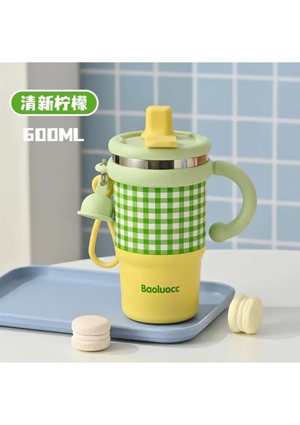 2025 Yeni Kız Ofisi 316 Paslanmaz Çelik Termos Kupası Ev Saplama Öğrenci Saman Kupası Çift Içecek Bingba Kupası Kahve Mugcapacity: 600ML/RENK: Ekşi Yaban Mersini (Yurt Dışından)