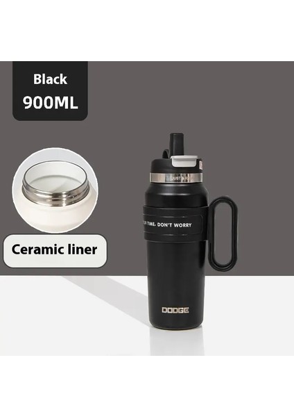 Dodge 900ML Konforlu Çift Içecek Termos Kaplamalı Saman Saman Püskürtmeli Seramik Astar Paslanmaz Kahve Büyük Kapasite Kahve Cupcapacity: 900ML/RENK: 1 (Yurt Dışından)