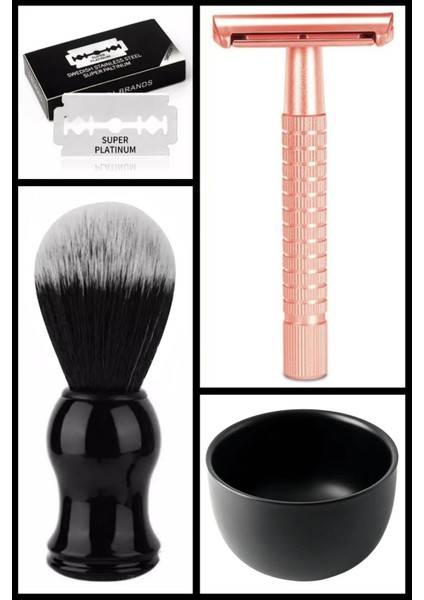 S18 Manuel Tıraş Makinesi + F2 Fırça + Kase + 5 Adet Platinum Yaprak Jilet