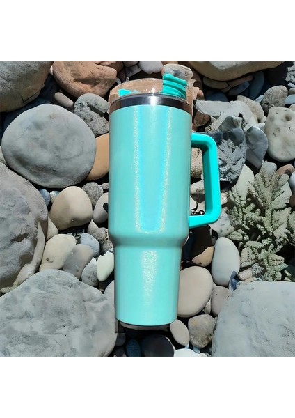 Sıcak ve Soğuk Içecekler Için Saplı ve Saman Yalıtılmış Yalıtımlı Gökkuşağı Boya Seyahat Kupası Dış Mekan Kupası: 1000-1200ML/RENK: Mor (Yurt Dışından)