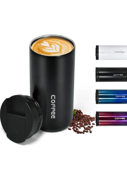 400ML Paslanmaz Çelik Kahve Fincanı Seyahat Termal Kupa Sızdırmaz Termos Şişe Çay Kahve Kupa Ofis Iş Tarzı Termoscapacity: 400ML/RENK: Pembe-1pcs (Yurt Dışından)