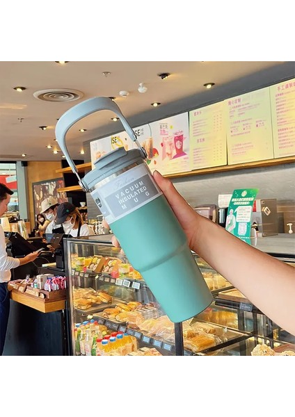 30OZ Paslanmaz Çelik Saman Yalıtımlı Buz Kupası Büyük Kapasite Vakum Şişesi Araç Termal Kupa Tumbler Taşınabilir Yalıtılabilir Kahve Kupa: 900ML/RENK: C (Yurt Dışından)