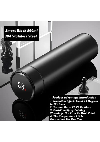 Akıllı Sıcaklık Ekran Vakum Yalıtımlı Paslanmaz Çelik Termos Kupası SUS304 24H Sıcak Soğuk Tutma Sızıntı Denemeli Dokunmatik ScreencacityPplid Mavi Nosmart (Yurt Dışından)