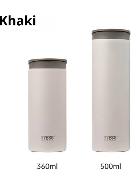 Tyeso 360/500ML Paslanmaz Çelik Yalıtılmış Seyahat Kupası Soğuk ve Isı Termal Kupa Kahve Kahve Kupası Sızdıran Vakum Flaskscapacity: 360ML/RENK: Khaki (Yurt Dışından)