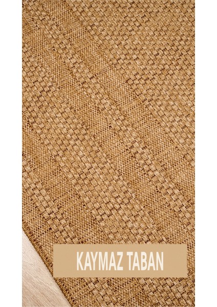 Bej Jüt Sisal Kaymaz Taban Hasır Dokuma Yıkanabilir Yolluk Salon Koridor Mutfak Halısı