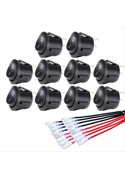 10 Adet Açık/kapalı Yuvarlak Salıncak Anahtarı Mini Geçiş Anahtarı 2 Pinli Spst Düğmesi (Yurt Dışından)